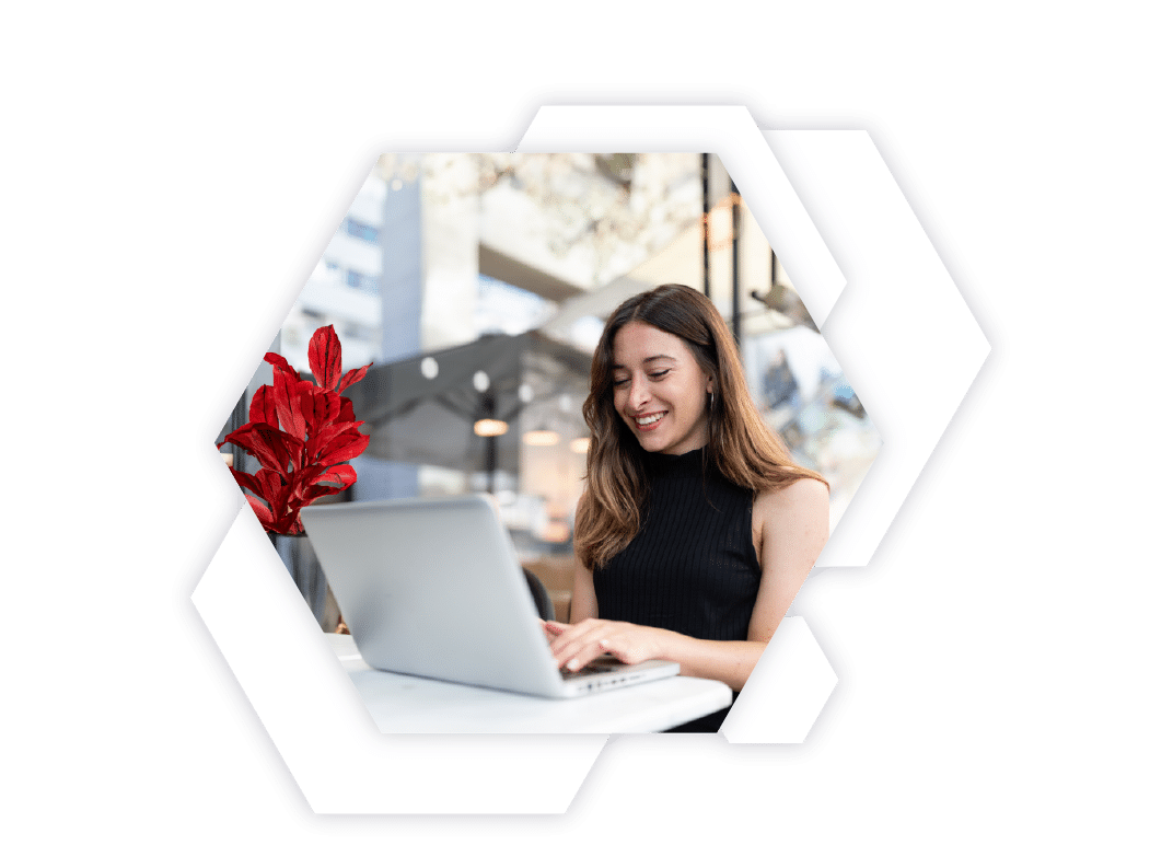 Woman Smiling On Computer 01