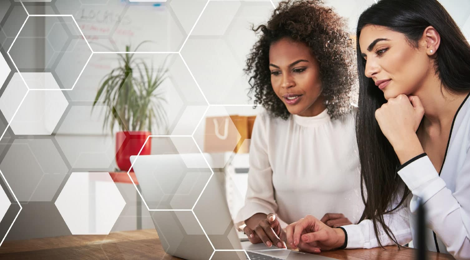 Coworkers Collaborating on computer